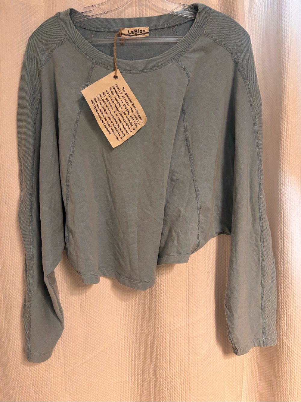 LaBiz brand new Light Blue Women's Long-Sleeve Crop sweatshirt!